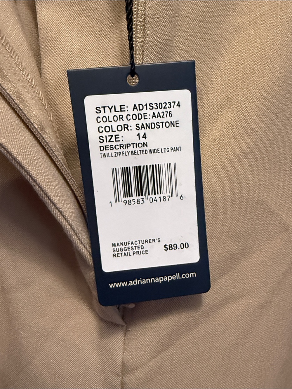 Adrianna Papell Tan Wide-Leg Trousers - Picture 3 of 8